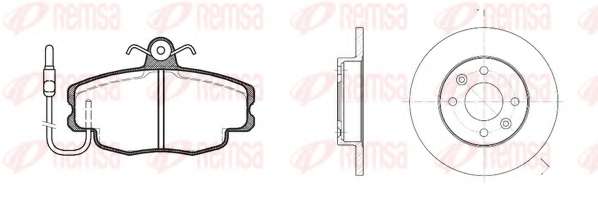 REMSA RENAULT К-кт гальмівні колодки 0141.02 + диски 6067.00 передн. Logan,Sandero,Dacia Solenza,Peugeot 205-309,R11-25