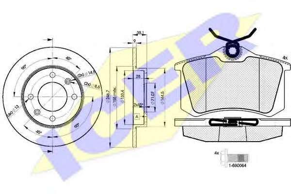 Комплект тормозов, дисковый тормозной механизм