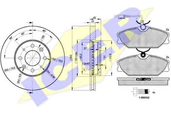 Комплект тормозов, дисковый тормозной механизм