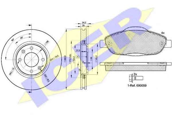 Комплект тормозов, дисковый тормозной механизм