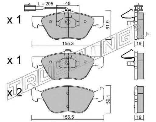 Комплект тормозных колодок, дисковый тормоз