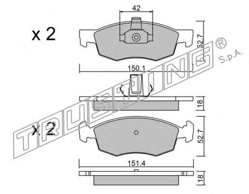 Комплект тормозных колодок, дисковый тормоз