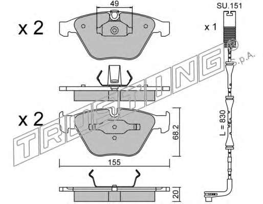 Комплект тормозных колодок, дисковый тормоз