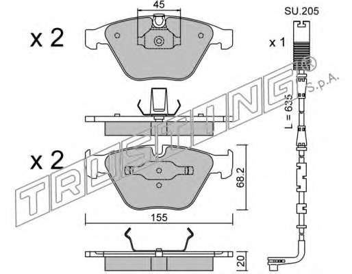 Комплект тормозных колодок, дисковый тормоз