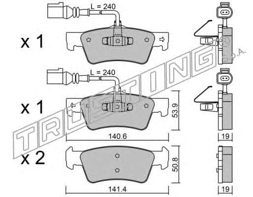 Комплект тормозных колодок, дисковый тормоз
