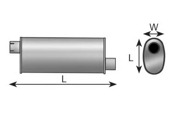 Средний / конечный глушитель ОГ; Средний глушитель выхлопных газов, универсальный