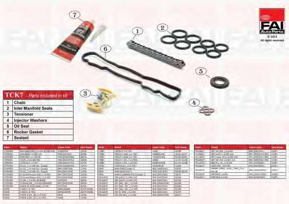 FAI CITROEN К-кт ланцюга  ГРМ (ланцюг+ натягувач+герметик+сальники+шайби) Berlingo, C2/C3C4/C5, Ford C-Max, Fiesta VI  1.6HDI/1.6TDCI  04-