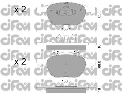 Комплект тормозных колодок, дисковый тормоз