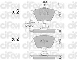 Комплект тормозных колодок, дисковый тормоз