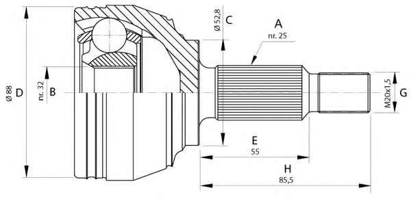 Шарнирный комплект, приводной вал