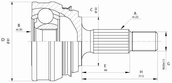 Шарнирный комплект, приводной вал