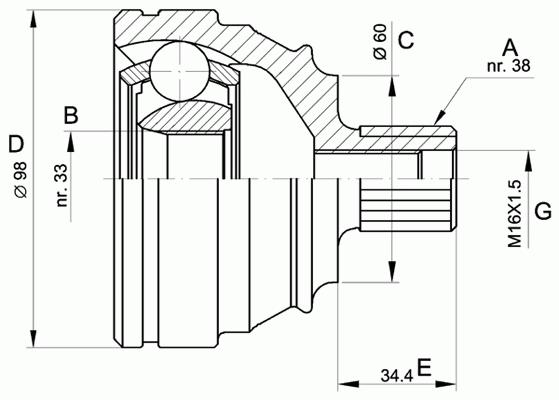 Шарнирный комплект, приводной вал