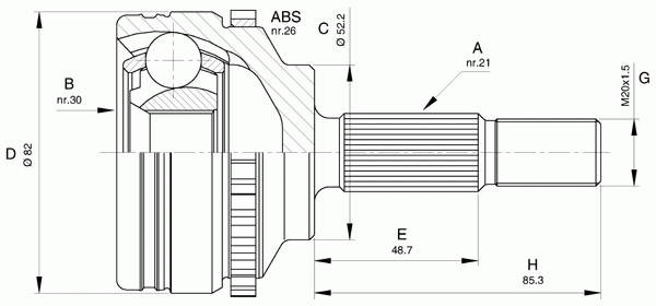 Шарнирный комплект, приводной вал