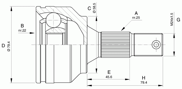 Шарнирный комплект, приводной вал