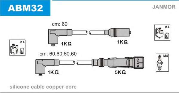PRZEWODY WYSOKIEGO NAPI¦CIA, ZESTAW, SEAT TOLEDO I, VW GOLF I/II/III/IV, 1974-2002