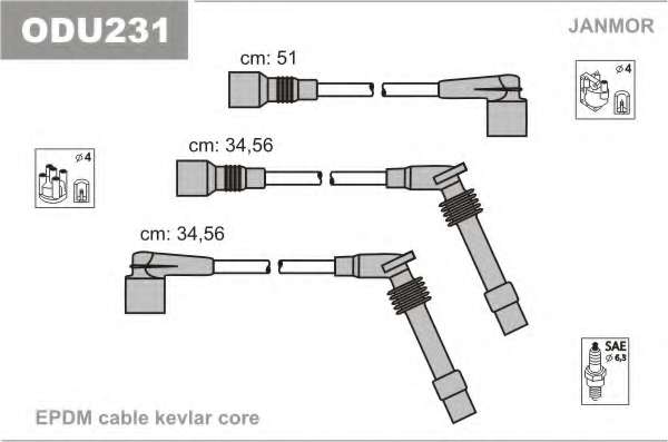 К-кт високовольтних кабелів Opel Vectra 1.6/1.8/2.0 88-