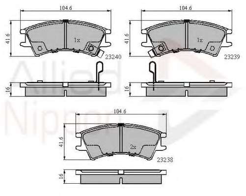 Комплект тормозных колодок, дисковый тормоз