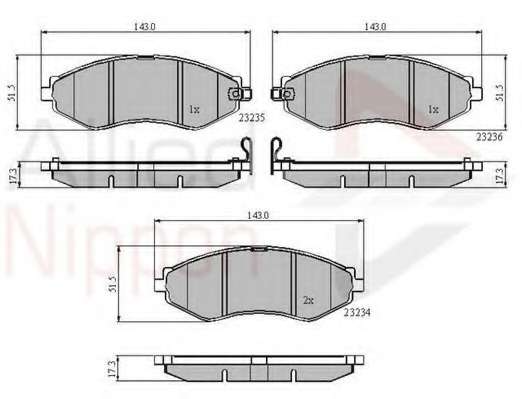 Комплект тормозных колодок, дисковый тормоз