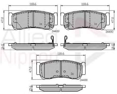 Комплект тормозных колодок, дисковый тормоз