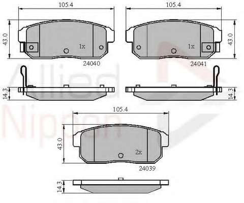 Комплект тормозных колодок, дисковый тормоз