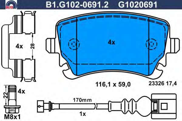 Комплект тормозных колодок, дисковый тормоз