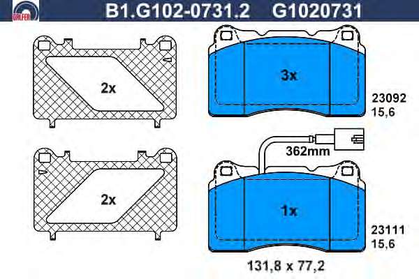 Комплект тормозных колодок, дисковый тормоз