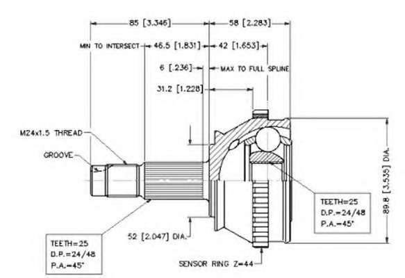 Шарнирный комплект, приводной вал