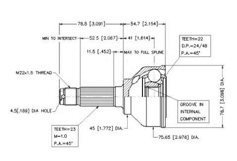Шарнирный комплект, приводной вал
