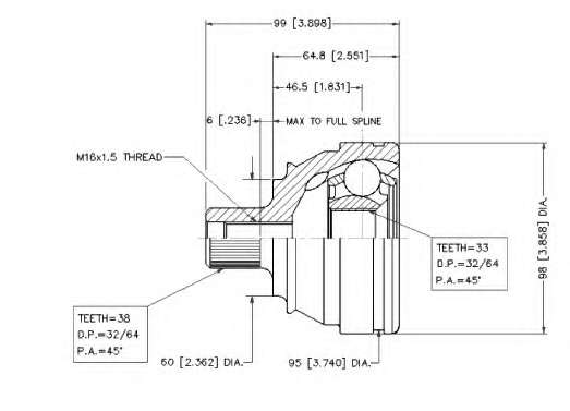 Шарнирный комплект, приводной вал