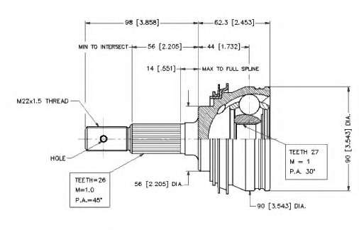 Шарнирный комплект, приводной вал