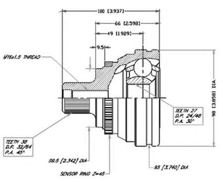 Шарнирный комплект, приводной вал