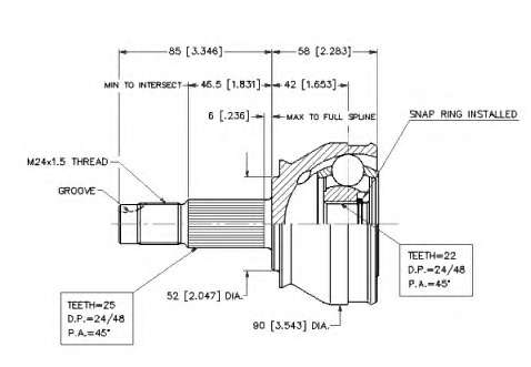 Шарнирный комплект, приводной вал
