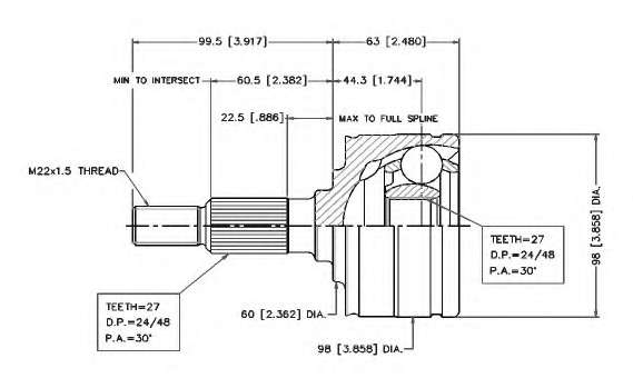 Шарнирный комплект, приводной вал