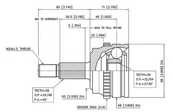 Шарнирный комплект, приводной вал