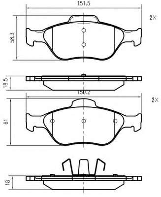 Комплект тормозных колодок, дисковый тормоз