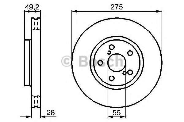 BOSCH TOYOTA гальмівний диск передн. Avensis 1.6-2.0 97-