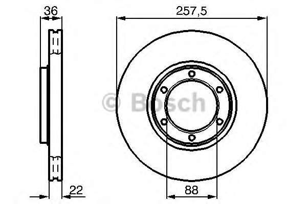 BOSCH OPEL диск гальмівний передній FRONTERA 91- 257 22 20.6