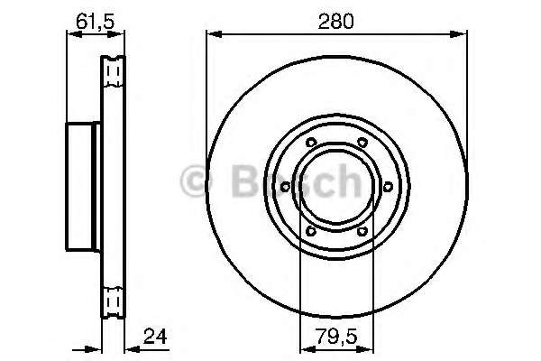 BOSCH диск гальмівний передній RENAULT MASTER 2.5D,2.8TD 98- 280X24