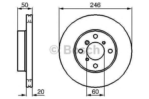 BOSCH SUZUKI диск гальмівний передній Liana 02-, Baleno 1,8 16V-1,9TD