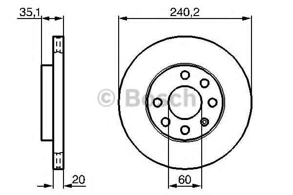 BOSCH гальмівний диск передн. вент. Opel Corsa 1.0 1.2 (240.2*20)