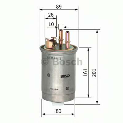 BOSCH N6376 H=201mm фільтр паливний диз. FORD Mondeo III 2,0TDDi/TDCi  00-