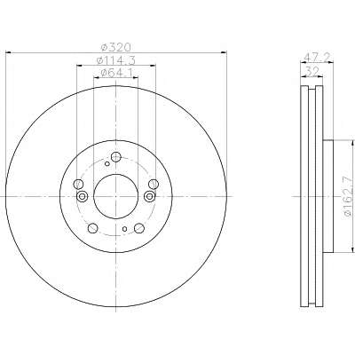 Гальмівний диск передній Honda Accord IX, Accord VIII 2.0-3.5 06.08-