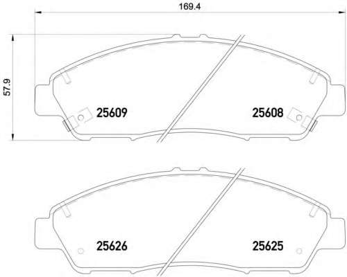 Дискові гальмівні колодки перед.Honda Pilot /Acura MDX 2007- 