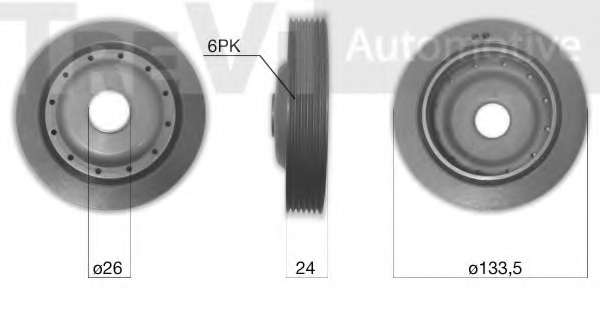 Ременный шкив, коленчатый вал