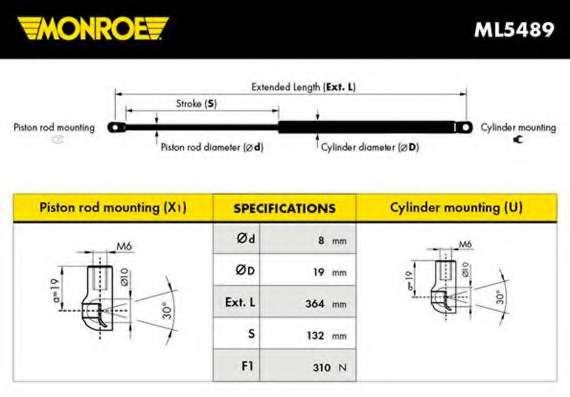 MONROE VOLVO газовий амортизатор багажника S80 98-