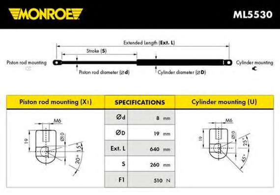 MONROE DB амортизатор кришки багажника W163 98-