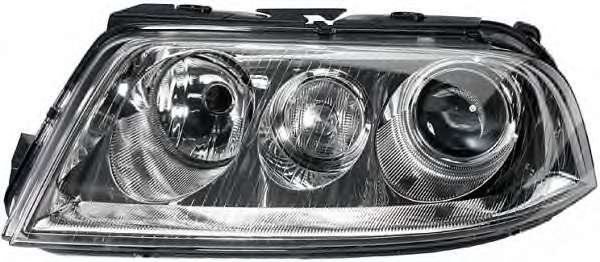 HELLA VW Фара основная Bi-Xenon с мотором,без газор.лампы,с лампами накал.D2S/H7 PY21W W5W прав.Passat 00-