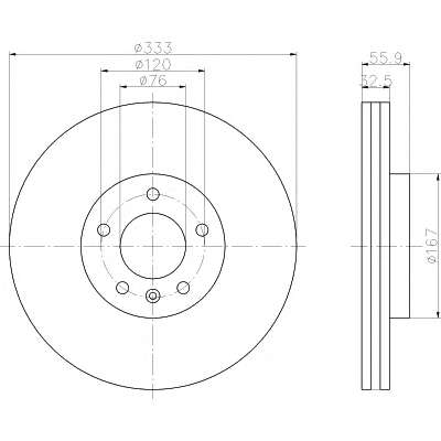 MINTEX гальмівний диск передн VW T5 - (333*32.5) діаметр 17"