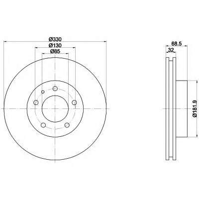 Гальмівний диск перед. Touareg/Cayenne 330mm 3.0-4.2 02- (PRO) Лівий
