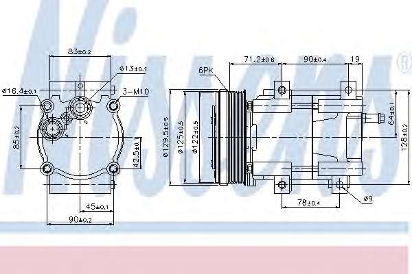 NISSENS FORD Компресор кондиціонера ESCORT V 90-, ESCORT VI 95-, MAVERICK 01-, MONDEO I 93-, MONDEO II 96-